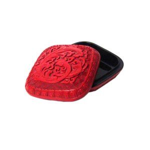 Tigerstars Bold Red Cinnabar Square Carved Phoenix Resin Collectors Box